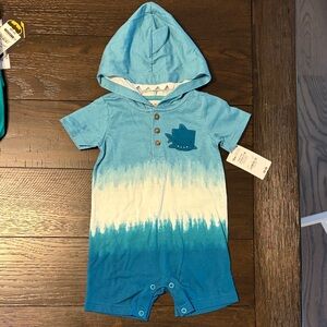 Blue Ombre Hooded Baby Shark Romper